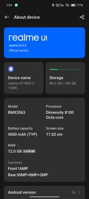 Realme GT NEO 3 150W 12 GB/256 GB