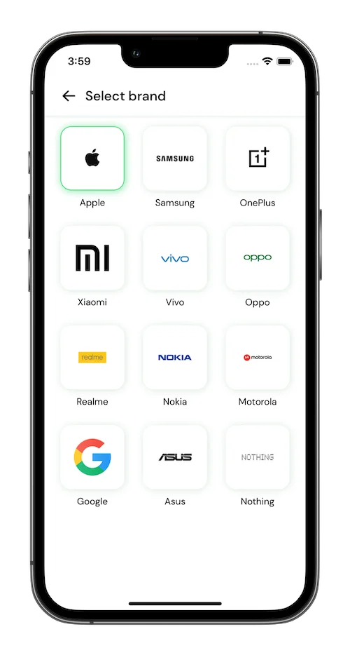 minto app select brand screen